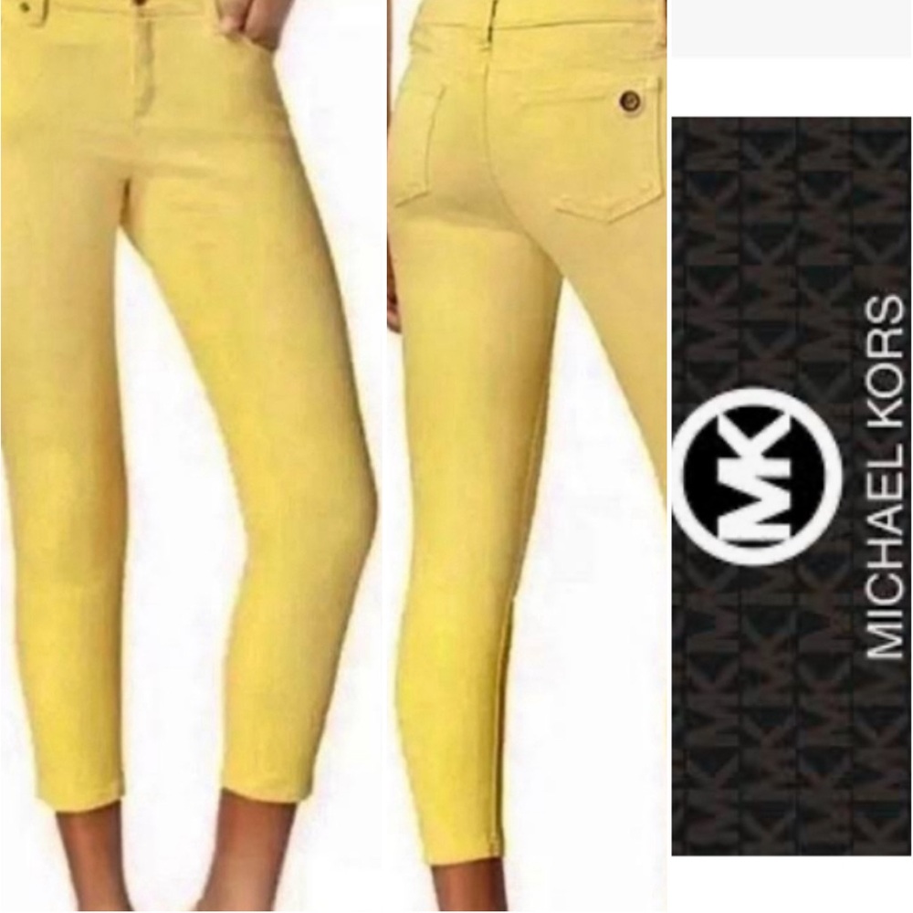 EUC Michael Kors, Izzy cropped skinny jeans in sunshine yellow size 10 .